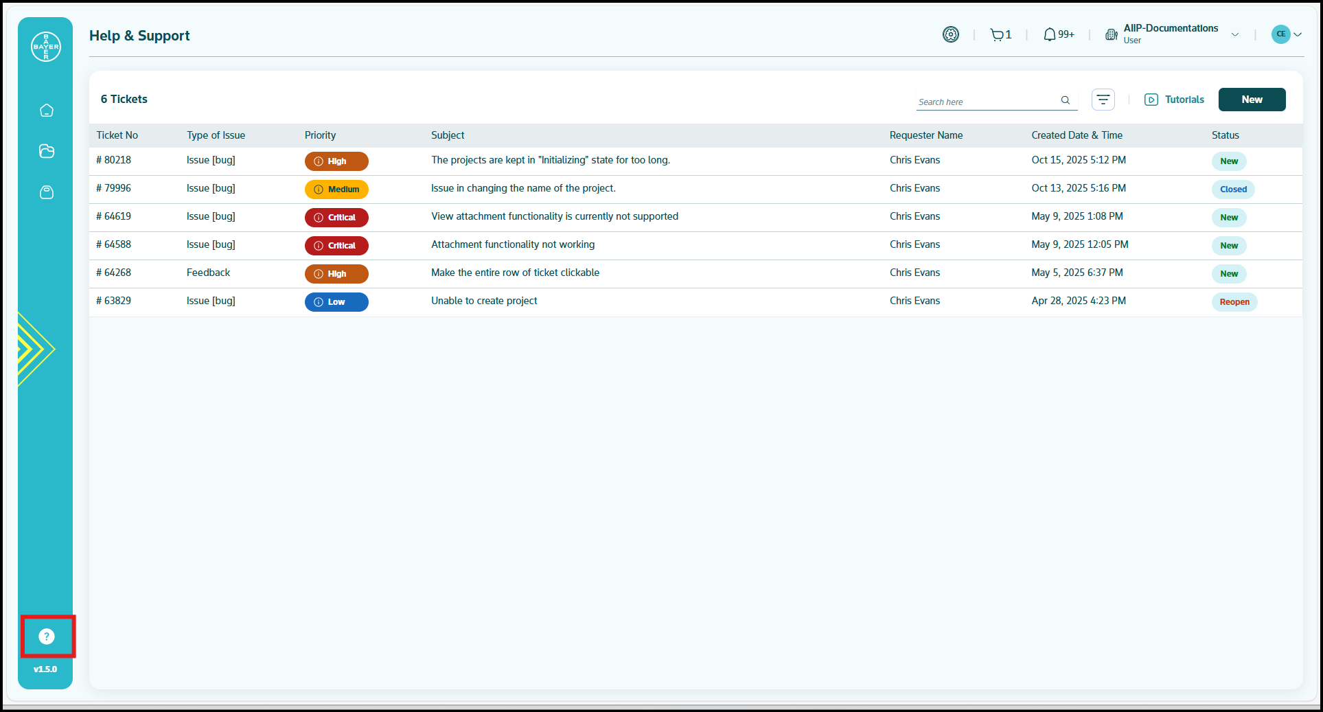 Create a new support ticket
