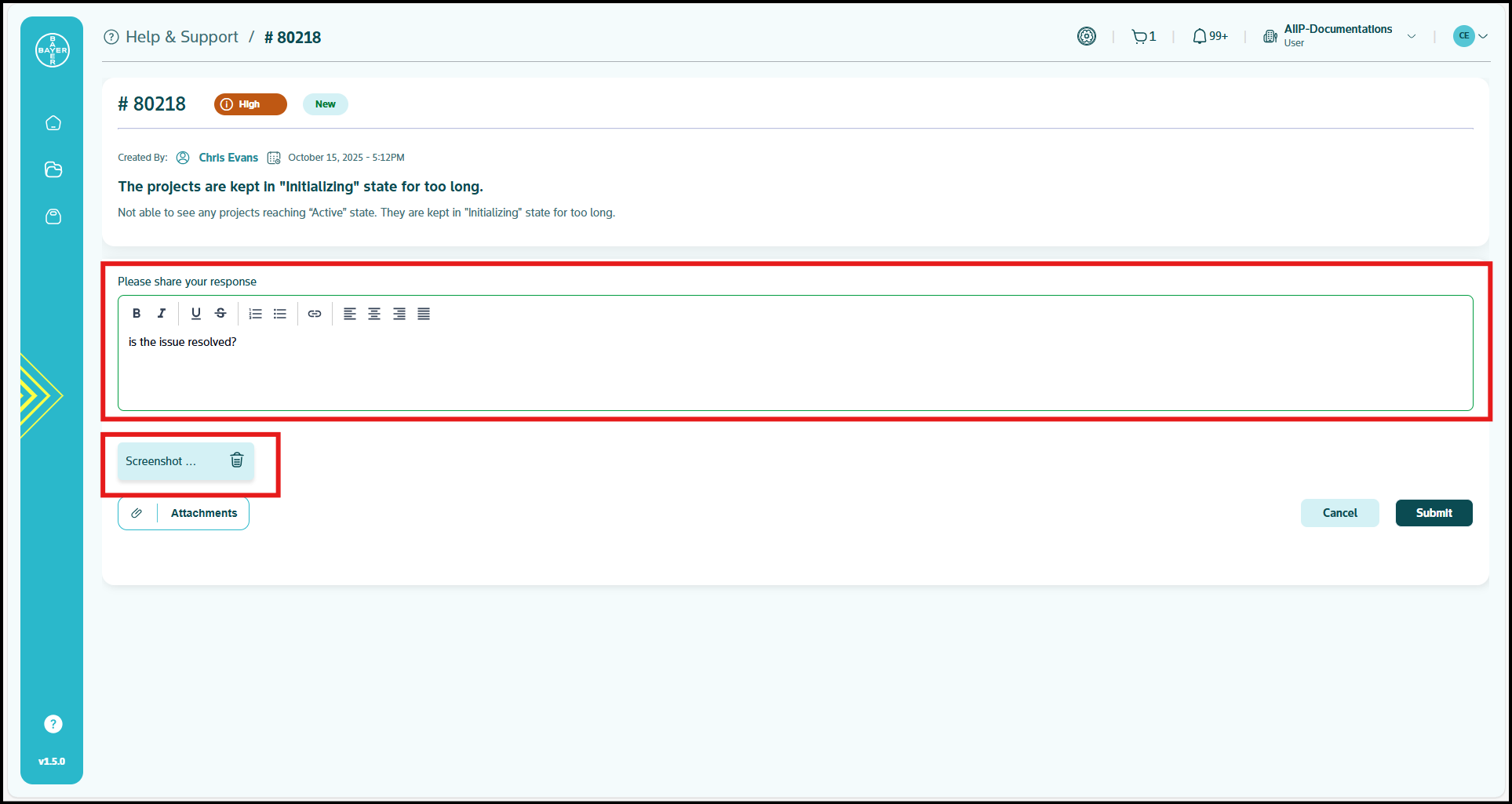 Create a new support ticket