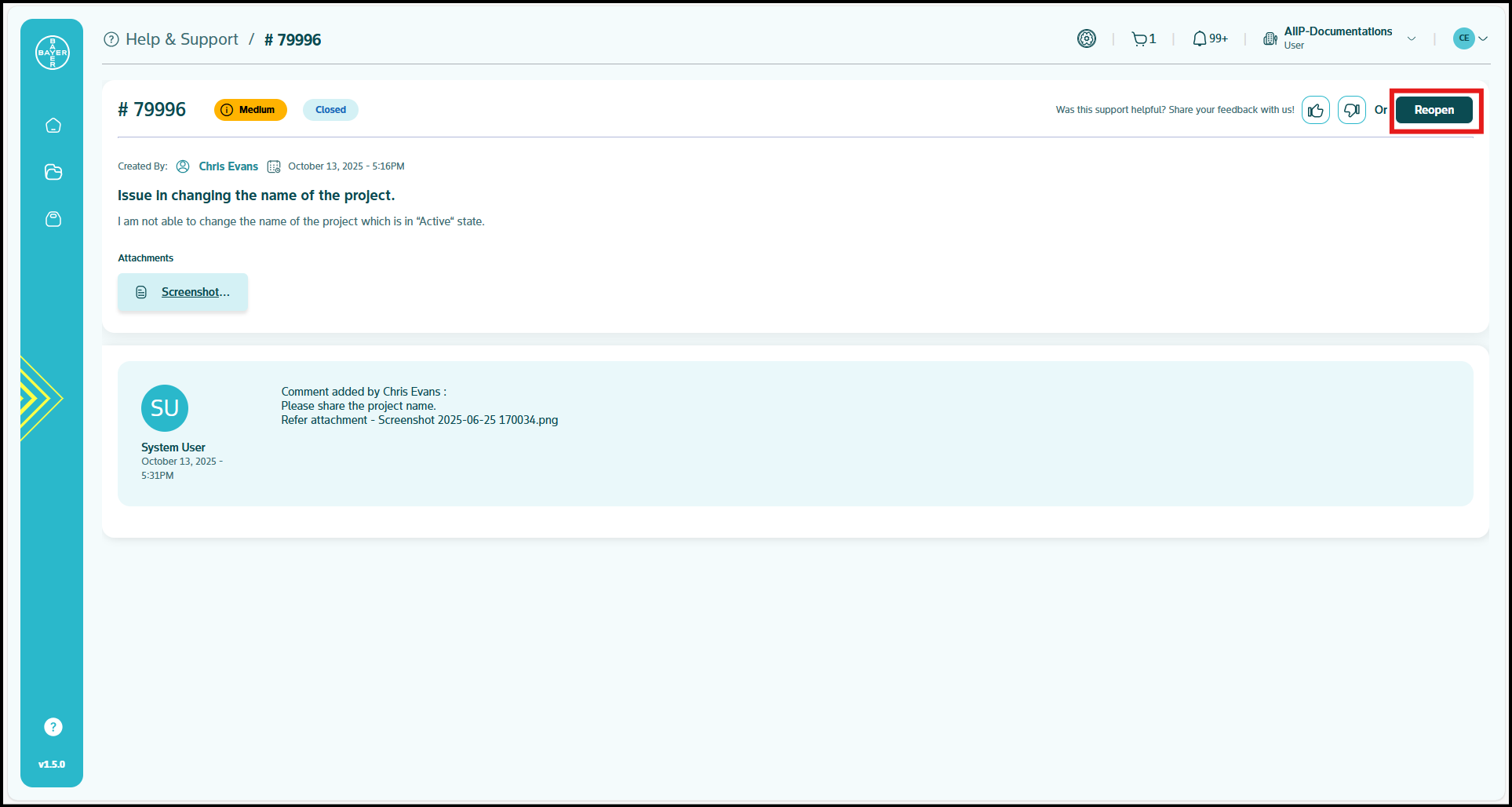 Create a new support ticket